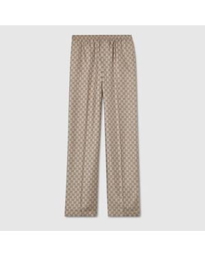 Gucci Printed Silk Twill Trousers, Ready-To-Wear - Natural