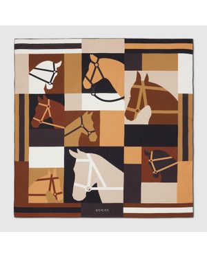 Gucci Printed Silk Carré, Silk - Metallic