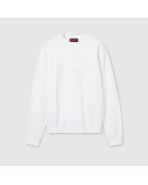 Gucci Sudadera De Punto De Algodón Con Bordado, Talla - Blanco
