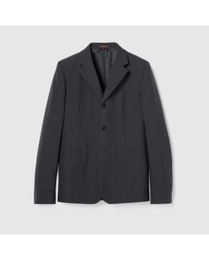 Gucci Single-Breasted Wool Twill Jacket - Blue