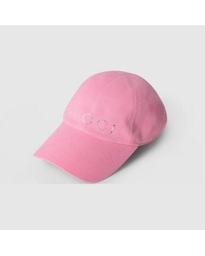 Gucci Canvas Baseball Hat With Print - Pink