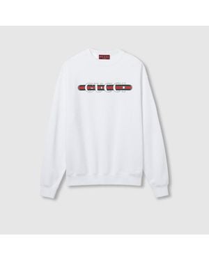 Gucci Sweat-Shirt En Jersey De Coton À Imprimé, Taille - Blanc