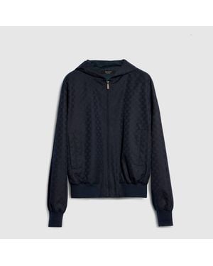 Gucci Gg Cotton Canvas Zip Jacket - Blue