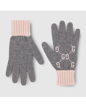 Gucci Handschuhe Aus Gg Kaschmirjacquard, Größe - Grau