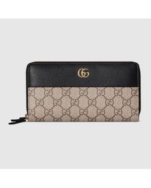 Gucci Portafoglio Gg Marmont Bicolore Con Cerniera - Nero