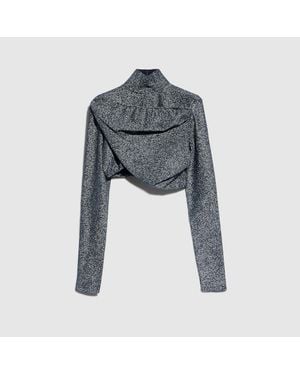 Gucci Stretch Viscose Lamé Cropped Top - Grey