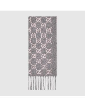 Gucci Schal Aus Gg Kaschmir - Grau