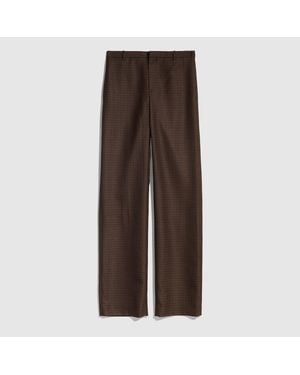 Gucci Gingham Polyester Wool Trousers, Size 42 It, Ready-To-Wear - Brown