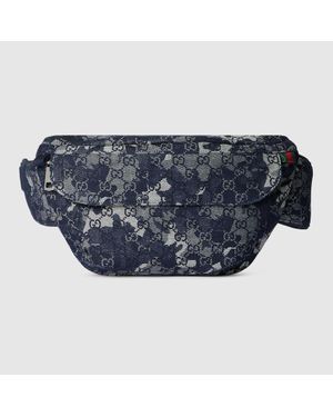 Gucci Gg Denim Large Belt Bag, Size 90 - Blue