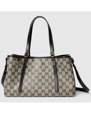 Gucci Borsa Shopping Gg Emblem Misura Media - Grigio