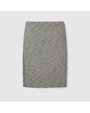 Gucci Cotton-Wool Mouliné Skirt, Size 38 It, Ready-To-Wear - Grey