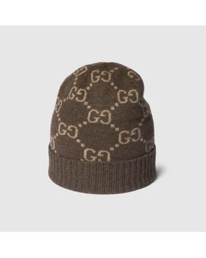 Gucci Gg Cashmere Hat - Brown