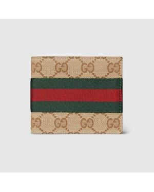 Gucci Cartera Con Dos Pliegues Y Tribanda Web - Verde