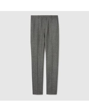 Gucci Pantalon En Laine Moulinée, Taille - Gris