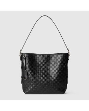 Gucci Gg Emblem Medium Shoulder Bag, Leather - Black