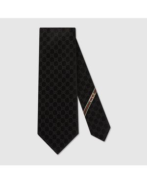 Gucci Corbata De Seda Con Gg - Negro
