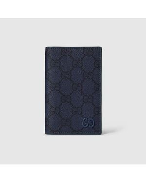 Gucci Längliches Gg Kartenetui Mit Grüner Innenseite - Blau