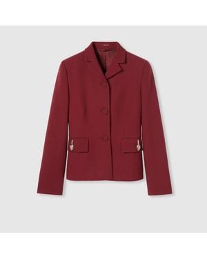 Gucci Crêpe Wool Silk Jacket With Tiger - Red