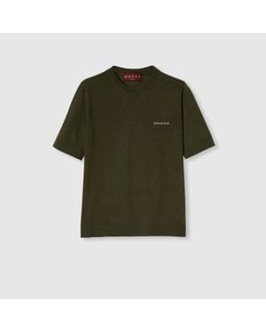 Gucci Oberteil Aus Kaschmir Und Seide Mit Intarsie, Größe - Grün