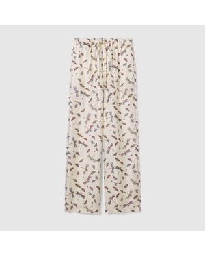 Gucci Printed Silk Twill Trousers - Natural