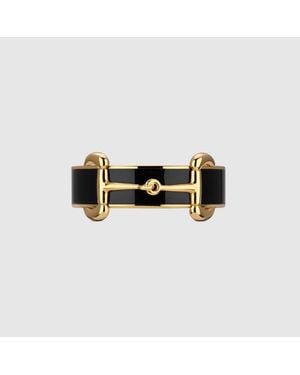 Gucci Anello Smaltato Con Morsetto, Taglia - Nero
