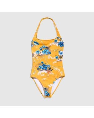 Gucci Printed Sparkling Jersey Swimsuit - Orange