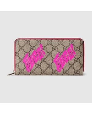 Gucci Portefeuille Zippé Bicolore Gg Monogram - Rose