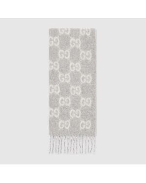Gucci Gg Alpaca Wool Blend Scarf - White