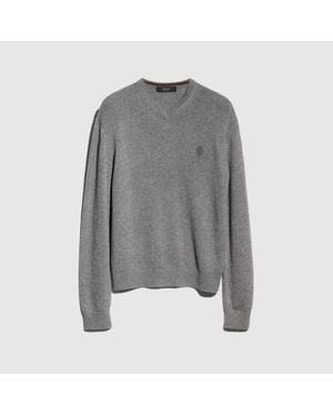 Gucci Pull En Maille De Cachemire Avec Broderie, Taille - Grau