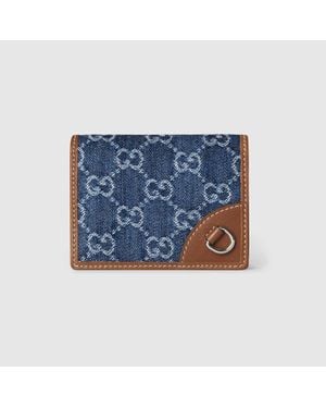 Gucci Kleine Gg Emblem Brieftasche - Blau