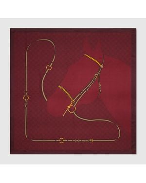 Gucci Printed Gg Silk Jacquard Carré, Silk - Red