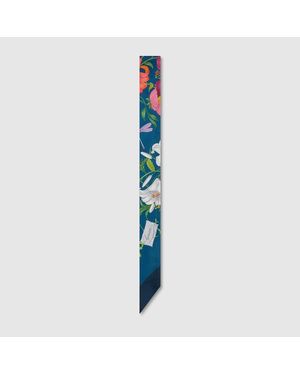 Gucci Printed Silk Twill Ribbon, Silk - Blue