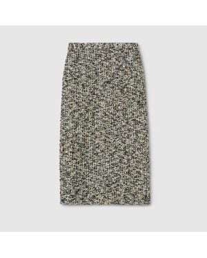 Gucci Laminated Bouclé Fabric Skirt - Grey