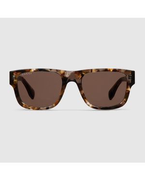Gucci Rectangular Frame Sunglasses - Brown