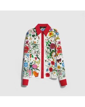 Gucci Printed Silk Shirt - Red