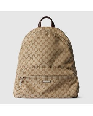 Gucci Large Tag Backpack, Gg Canvas - Natural
