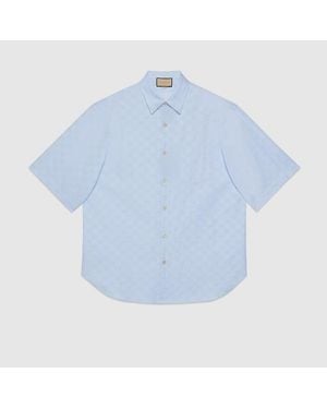 Gucci Gg Supreme Oxford Cotton Shirt - Blue