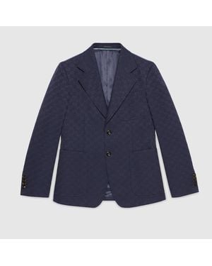 Gucci Gg Cotton Blend Formal Jacket - Blue
