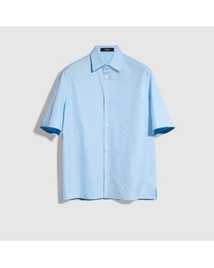 Gucci Gg Cotton Poplin Shirt, Size 60, Ready-To-Wear - Blue