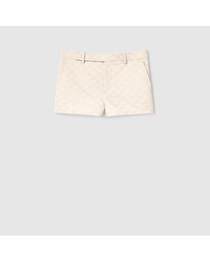 Gucci Short De Gabardina De Algodón Con Gg, Talla - Neutro