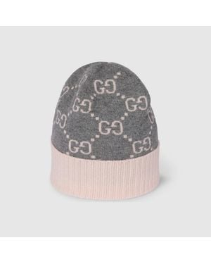 Gucci Gg Cashmere Jacquard Hat - Grey