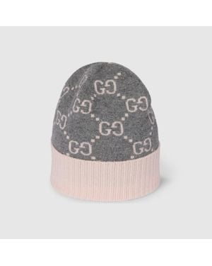 Gucci Gorro De Jacquard De Cashmere Con Gg, Talla - Gris