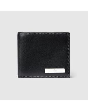 Gucci Portefeuille À Rabat Avec Étiquette En Métal - Noir