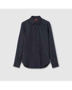 Gucci Chemise En Popeline Teinte En Pièce Avec Broderie, Taille 14 - Bleu