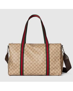 Gucci Medium Duffle Bag With Web - Brown