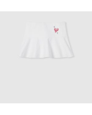 Gucci Falda De Lona De Algodón Con Parche, Talla - Blanco