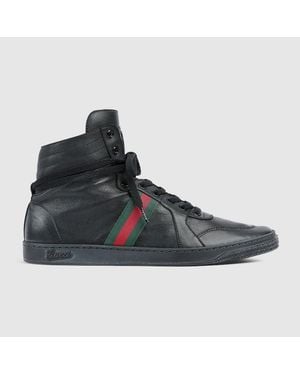 Gucci Stretch High-Top Trainer, Leather - Black