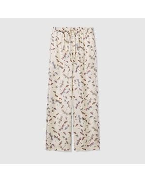 Gucci Printed Silk Twill Pants - Natural