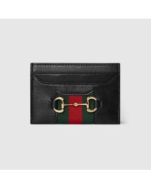 Gucci Horsebit Web Card Case, Leather - Black