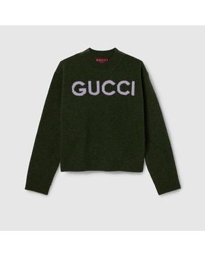 Gucci Oberteil Aus Wolle Mit Intarsie, Größe - Grün